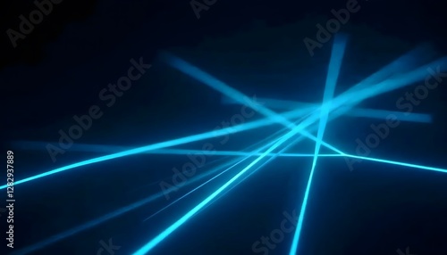 Wallpaper Mural Intersecting Blue Neon Light Beams on Dark Background Torontodigital.ca