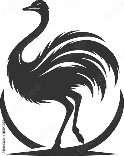 Ostrich arching its neck backward animal vector silhouette