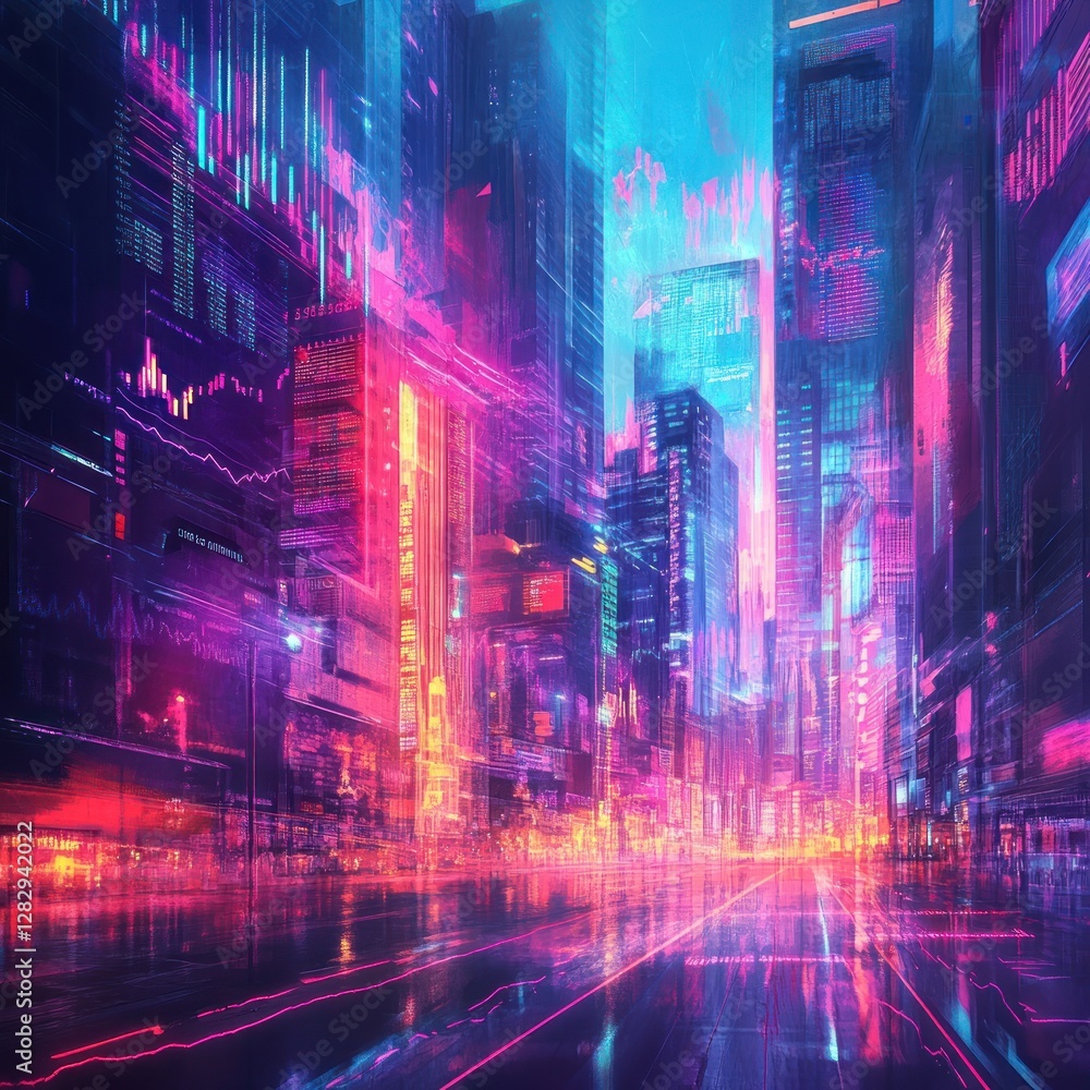 Neon Cityscape: A Futuristic Metropolis at Night Neon Cityscape: A Futuristic Metropolis at Night