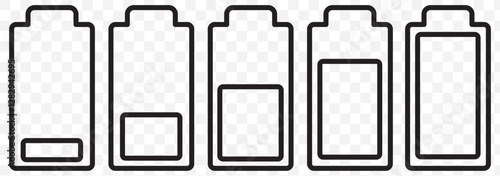Battery icon. Battery level icon set. Battery icon set. battery charge level. battery Charging icon. EPS 10.