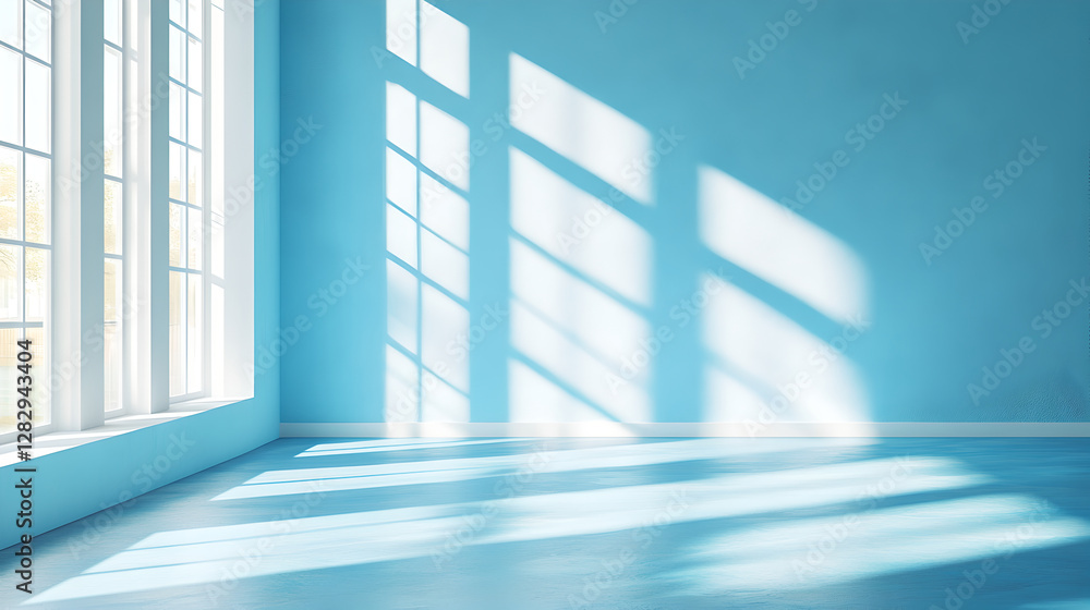 Obraz premium Light-Filled Blue Room with Sunlight Shadows