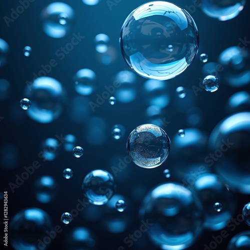 Wallpaper Mural Underwater background with water bubbles and undersea light rays shine Torontodigital.ca