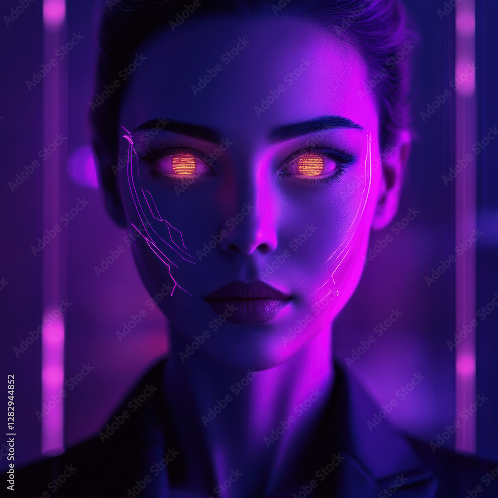 Futuristic cyberpunk portrait urban setting digital art neon lights close-up ai conceptualization Futuristic cyberpunk portrait urban setting digital art neon lights close-up ai conceptualization
