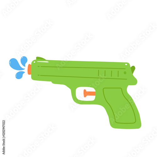 Colorful hand drawn Watergun with water splash Thai Songkran festival illustration