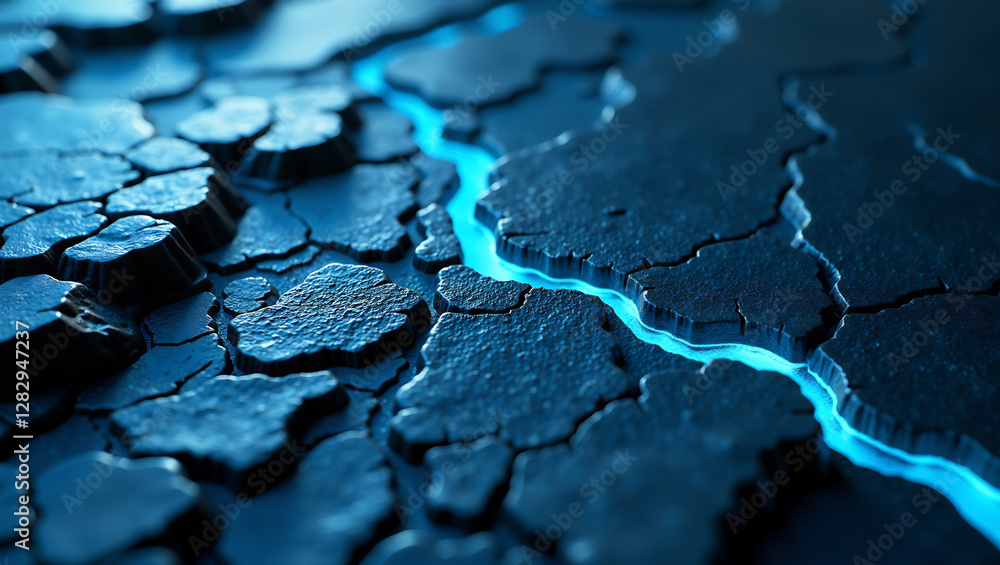 Obraz premium Cosmic Enigma: Bioluminescent Alien Lithic Surface