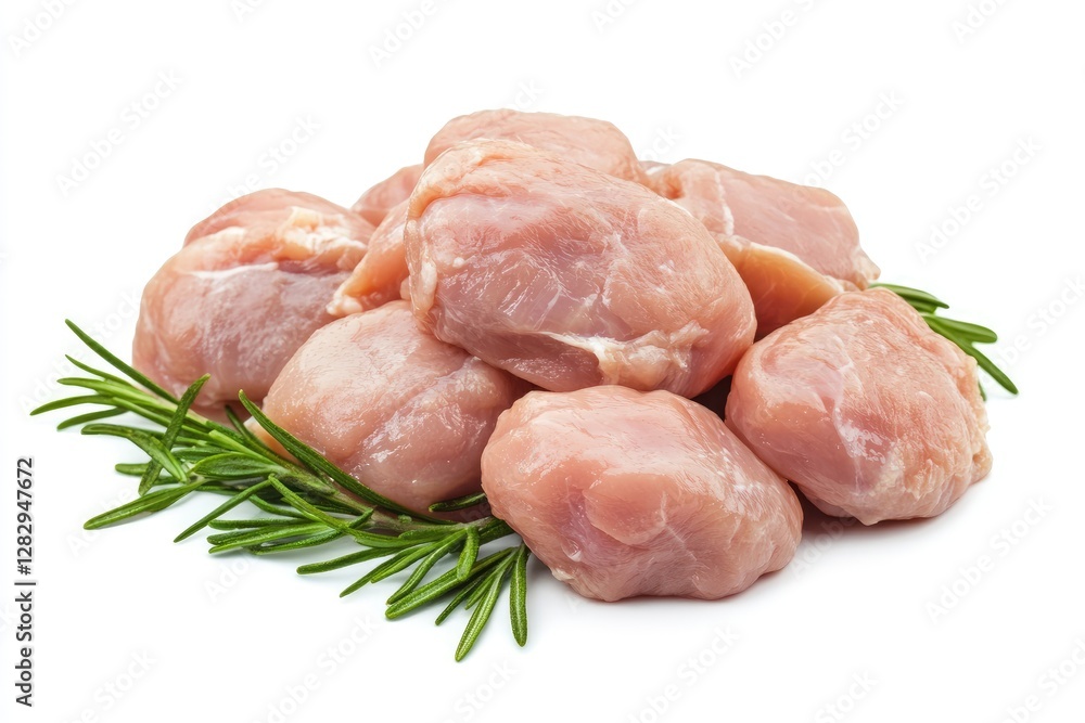 Raw Chicken Breast Pieces with Rosemary Raw Chicken Breast Pieces with Rosemary
