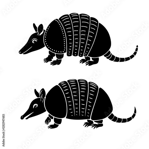 armadillo line art silhouette illustration