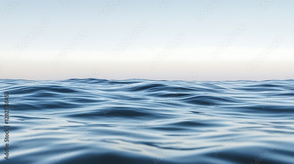 A tranquil scene depicts calm water with the soft sky above it A tranquil scene depicts calm water with the soft sky above it