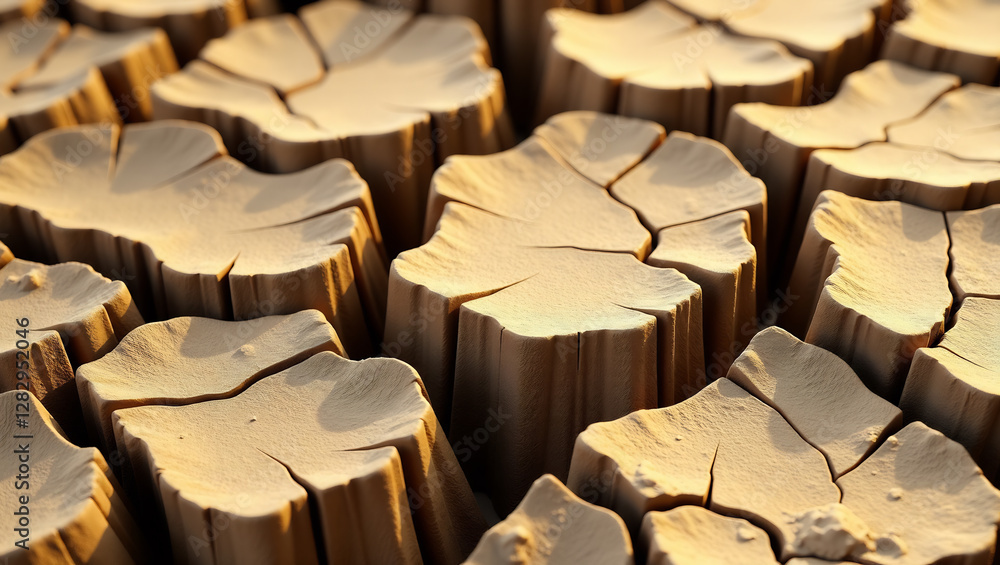 Fototapeta premium Drought-Ravaged Mosaic: Fragmented Cracks on Dry Earth