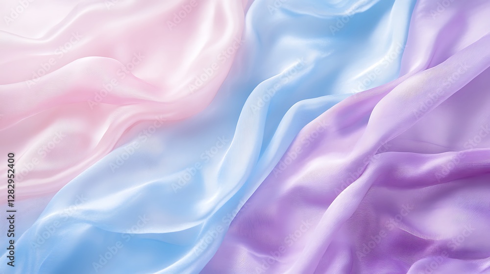 Fototapeta premium Beautiful pastel colored silk fabrics creating a soft flowing texture