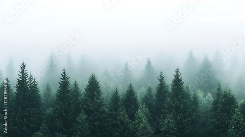 A Dense Forest Covered in Fog Creates an Eerie Scene