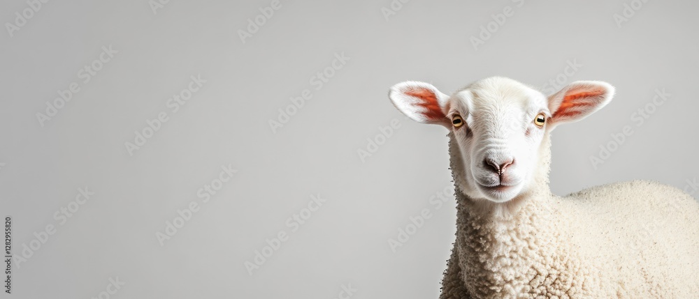 Fototapeta premium Sheep portrait in a minimalist studio setting