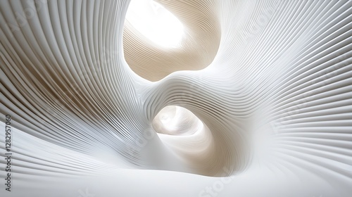 Fototapeta Naklejka Na Ścianę i Meble -  A white architectural cavern with textured and curved surfaces shown