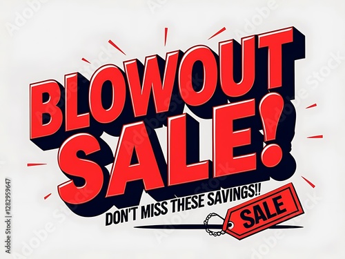 Red bold Blowout Sale text on a white background