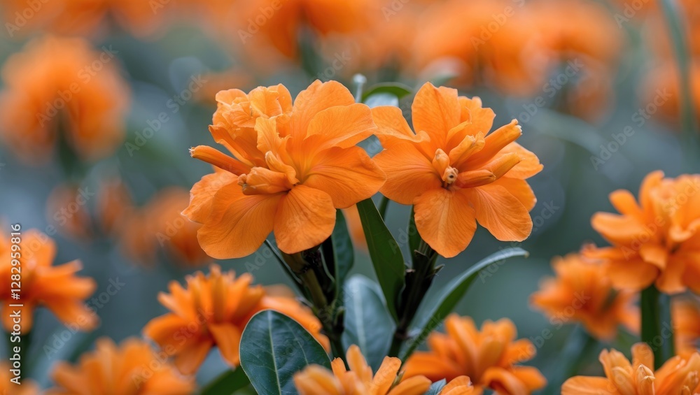 vibrant orange flowers in full bloom surrounded by green foliage in a garden setting botanical photography macro nature close-up vibrant orange flowers in full bloom surrounded by green foliage in a garden setting botanical photography macro nature close-up