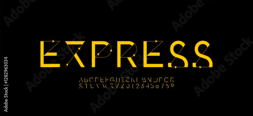 Font alphabet made arrow, letters from A, B, C, D, E, F, G, H, I, J, K, L, M, N, O, P, Q, R, S, T, U, V, W, X, Y, Z and numbers from 0, 1, 2, 3, 4, 5, 6, 7, 8, 9