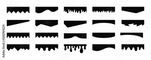 Separators shapes for website presentation set. Curve Lines, Wave, Drops and triangular dividers for Top or Bottom Page. Frame of header