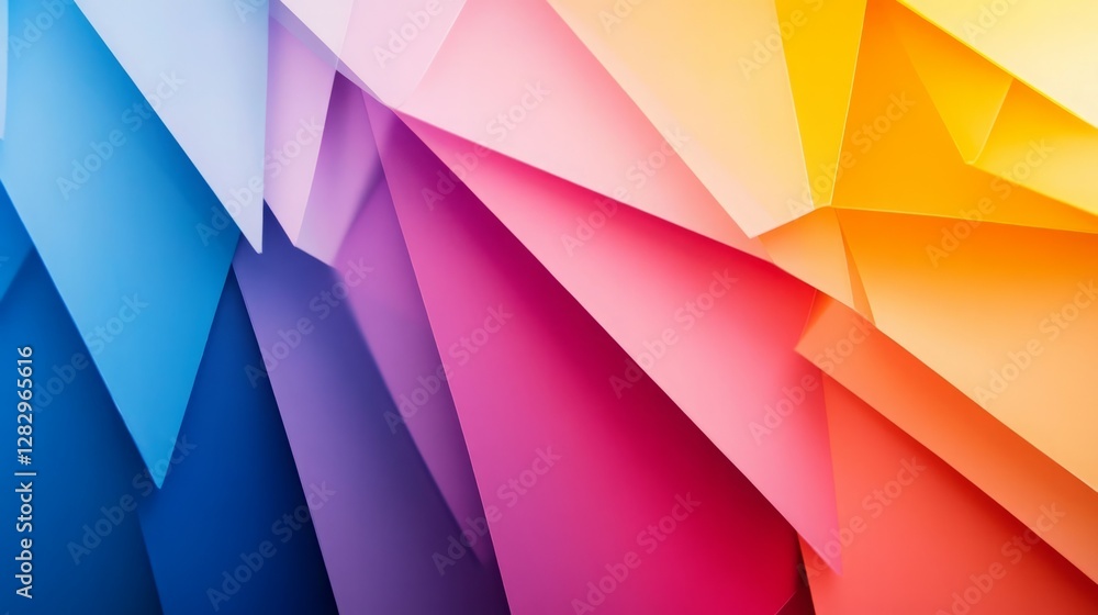 Vibrant abstract image featuring a spectrum of colors arranged in geometric shapes. A captivating display of color gradients and sharp angles. Vibrant abstract image featuring a spectrum of colors arranged in geometric shapes. A captivating display of color gradients and sharp angles.