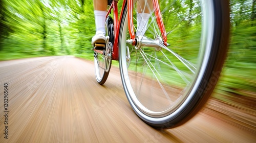 Close-up of a biker riding at high speed down an empty road freedom and travel