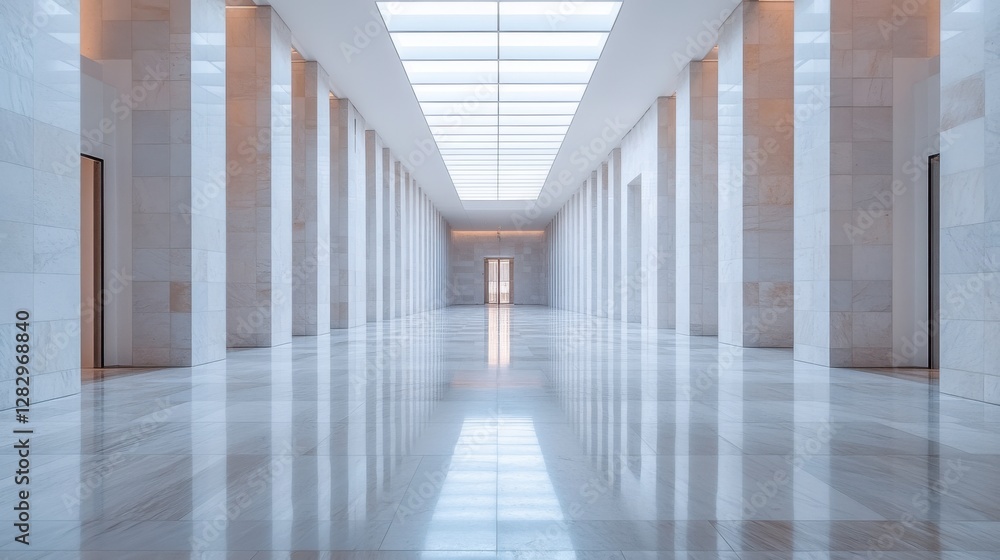 A legislative hall with marble floors and modern light fixtures. Featuring strength and transparency A legislative hall with marble floors and modern light fixtures. Featuring strength and transparency