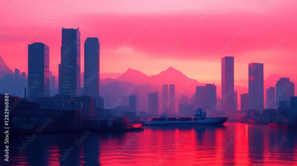 Fototapeta premium Global trade logistics shipping freight transport in futuristic city