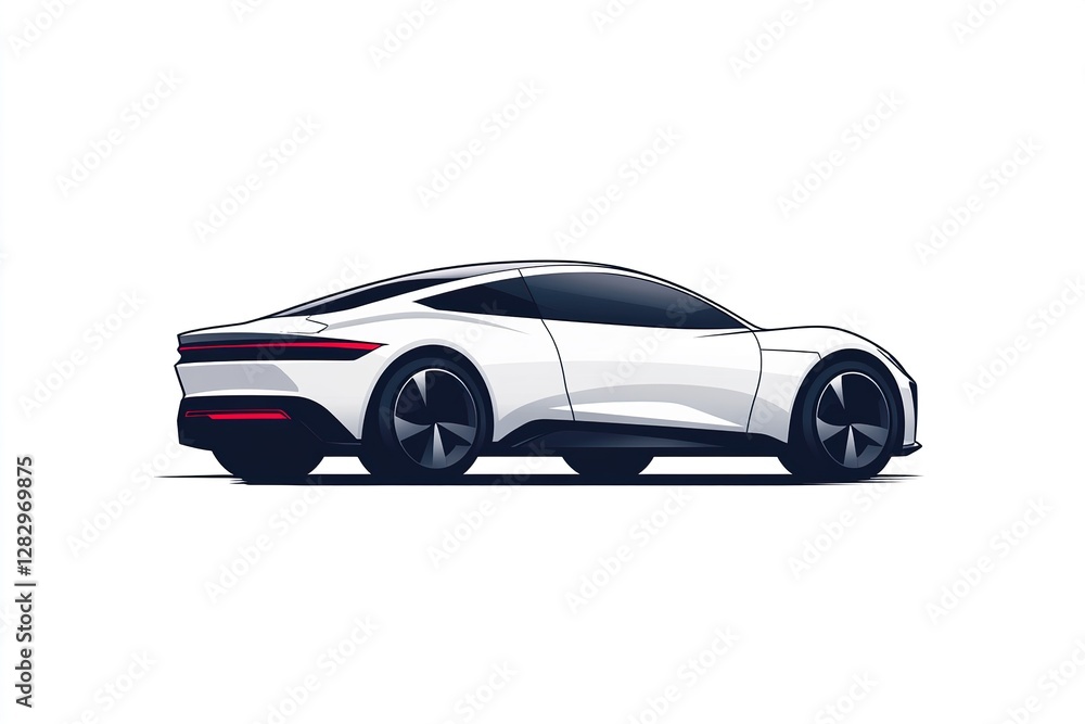 Sleek white futuristic sports car isolated against a white background Sleek white futuristic sports car isolated against a white background