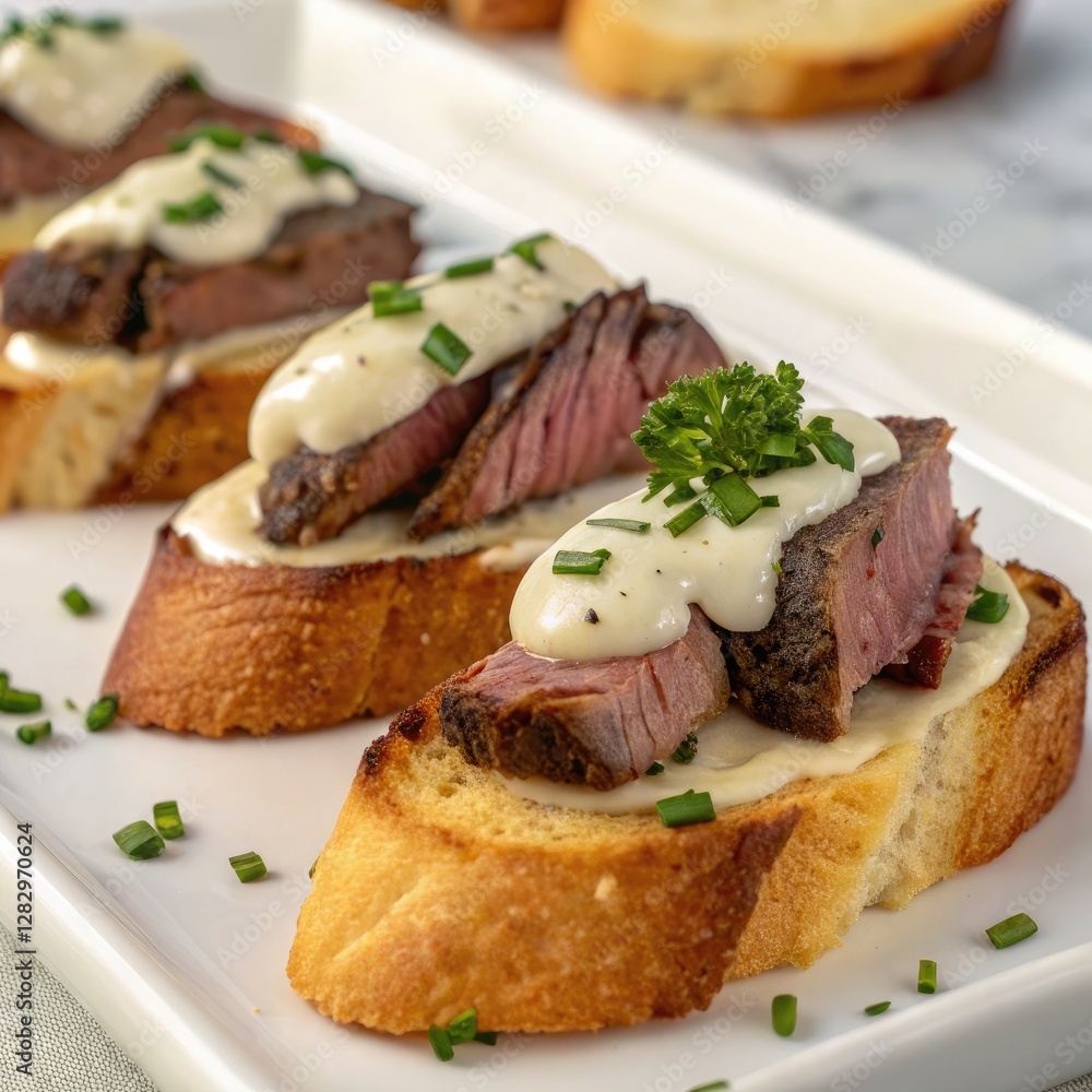 Elegant Beef Tenderloin Crostini With Parmesan Cream Sauce Elegant Beef Tenderloin Crostini With Parmesan Cream Sauce