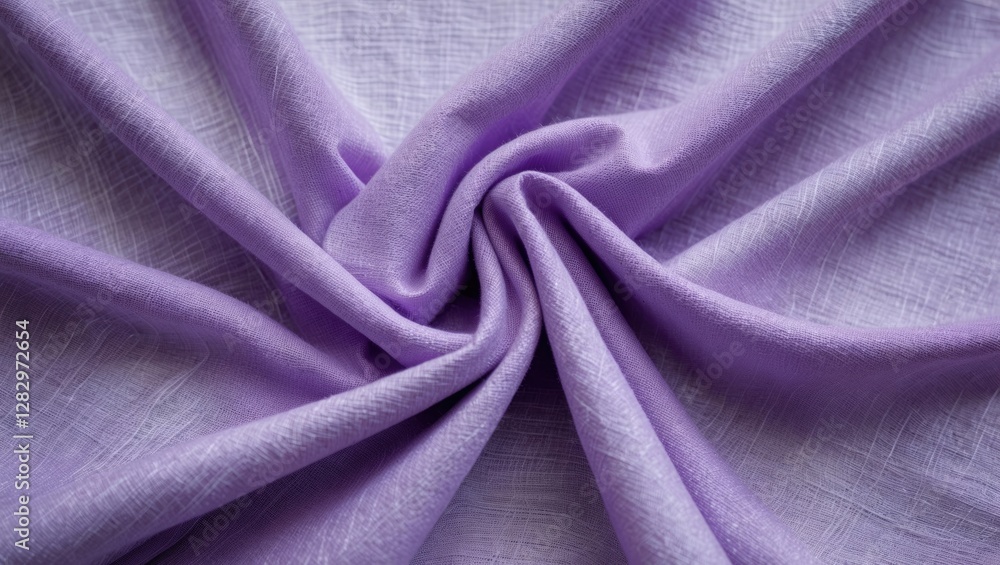 Fototapeta premium Purple fabric texture with wrinkled details showcasing delicate threads and soft draping in a natural light setting.