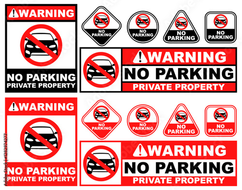 Set Collections no parking warning sign template design vector illustration