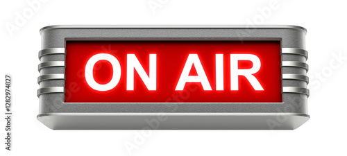 Retro red ON AIR sign isolated on transparent background - 3d PNG illustration