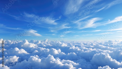 Blue sky with soft white clouds during daytime, conveying a peaceful and airy atmosphere.