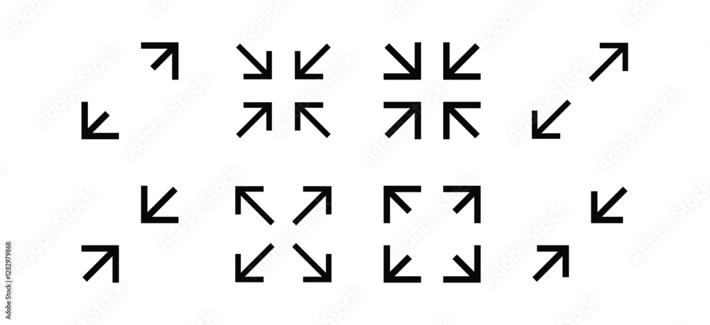 Fullscreen vector Icon with Arrows. Expand Maximize and minimize signs for Screen Fullscreen vector Icon with Arrows. Expand Maximize and minimize signs for Screen