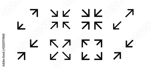 Fullscreen vector Icon with Arrows. Expand Maximize and minimize signs for Screen