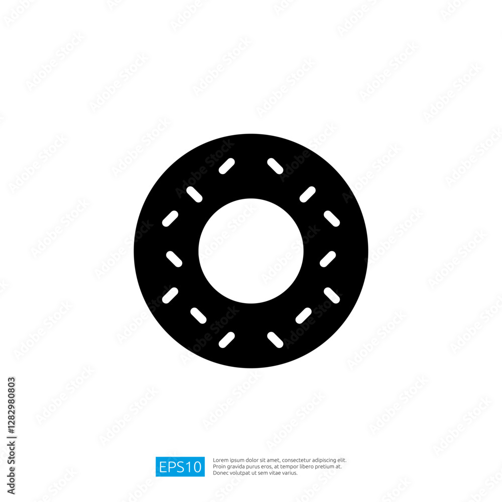 Iconic Donut Design Featuring Simple Circle Outline and Decorative Dots in Black and White Iconic Donut Design Featuring Simple Circle Outline and Decorative Dots in Black and White