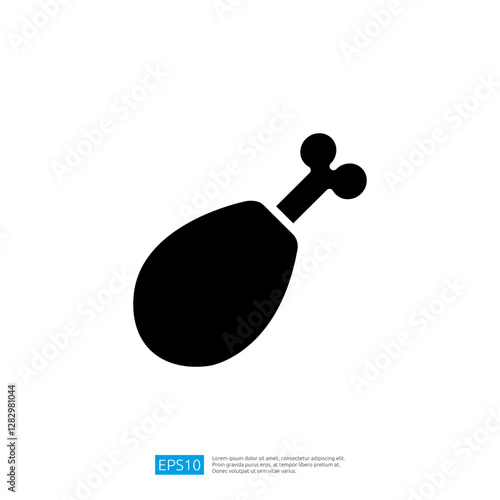 Icon of Chicken Drumstick Silhouette Representing Delicious Comfort Food and Culinary Delight