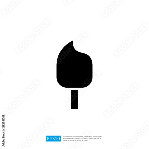 Stylish Black Silhouette Icon of a Delicious Ice Cream Cone with a Soft Serve Top Against a Clean White Background