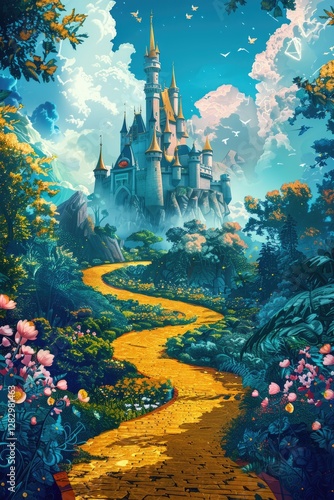 Wallpaper Mural royal castle kingdom background with natural and colorful scenery and beautiful cloud Generate AI Torontodigital.ca