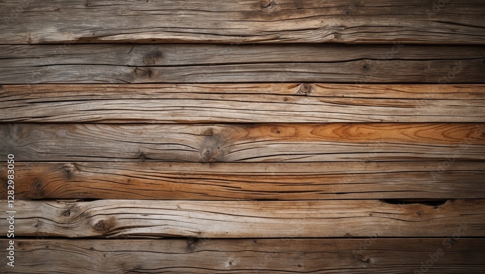 Fototapeta premium Textured wooden planks background with variations in brown tones and natural grain patterns suitable for design projects