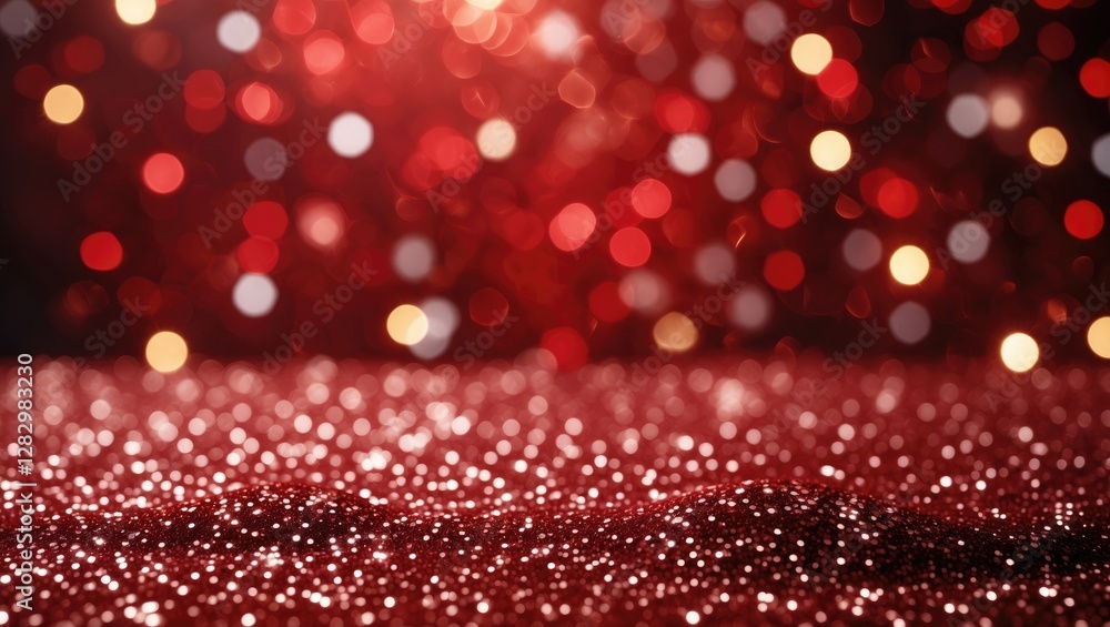 Red glittering background with bokeh effect showcasing sparkling lights and fine texture suitable for festive themes and celebrations Red glittering background with bokeh effect showcasing sparkling lights and fine texture suitable for festive themes and celebrations