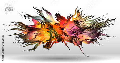 Colorful abstract texture created with Gradient flow and 3D structure imitate the movement of liquid or wind. Vibrant colors, volumetric waves and digital noise create a sense of depth and dynamics. I