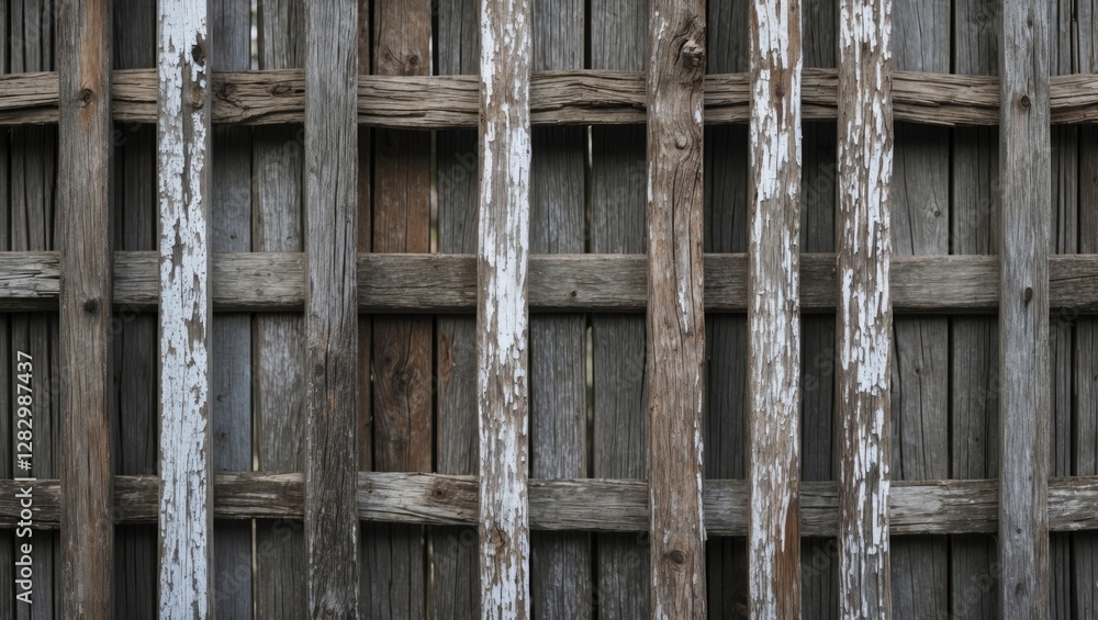 Weathered wooden fence with peeling paint and rustic texture in a selective focus composition showcasing aged craftsmanship. Weathered wooden fence with peeling paint and rustic texture in a selective focus composition showcasing aged craftsmanship.