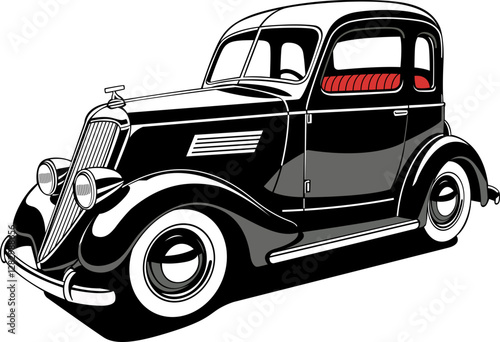 black white and blue look oldest model car hand drawn vector image with PNG Transparent background