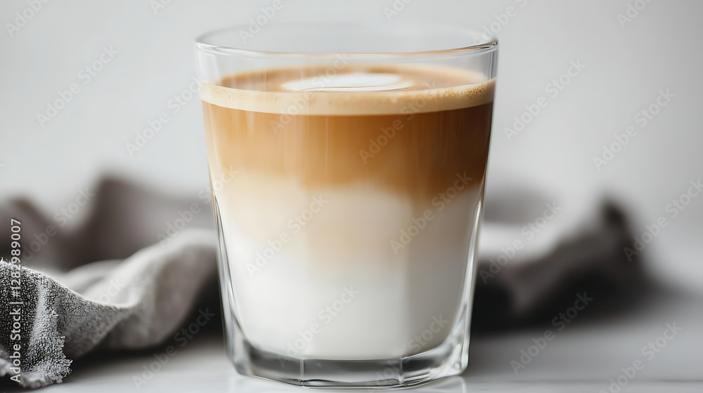 A glass of coffee with a white foam on top A glass of coffee with a white foam on top