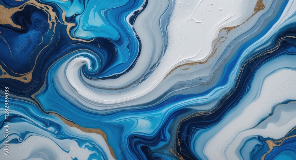 Abstract fluid art painting with swirling shades of blue and white creating a luxurious marble-like texture and dynamic visual depth. Abstract fluid art painting with swirling shades of blue and white creating a luxurious marble-like texture and dynamic visual depth.