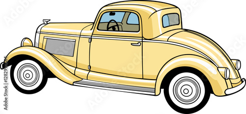 orange and pale colour oldest model car hand drawn vector image with PNG Transparent background