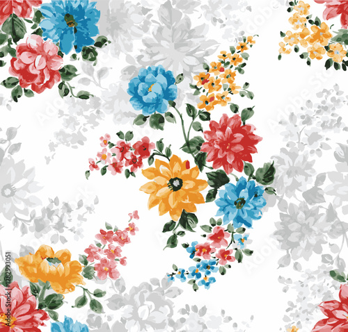 watercolor flower bunch. seamless floral pattern. hand drawn botanical flower arrangements. perfect for wallpaper, fabric, fashion prints, wrapping paper.