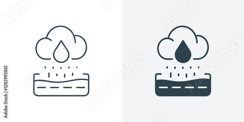 Rainwater Harvesting Icon Vector. Line and Solid Illustration of Water Conservation and Water Cycle