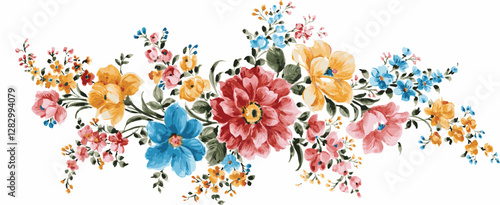 bunch of beautiful watercolor wild flower, rose, peony with tropical leaves. Realistic flower clipart, floral arrangement. hand drawn botanical flower illustration.