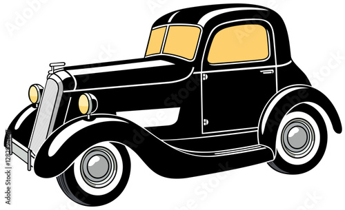 black white and blue look oldest model car hand drawn vector image with PNG Transparent background