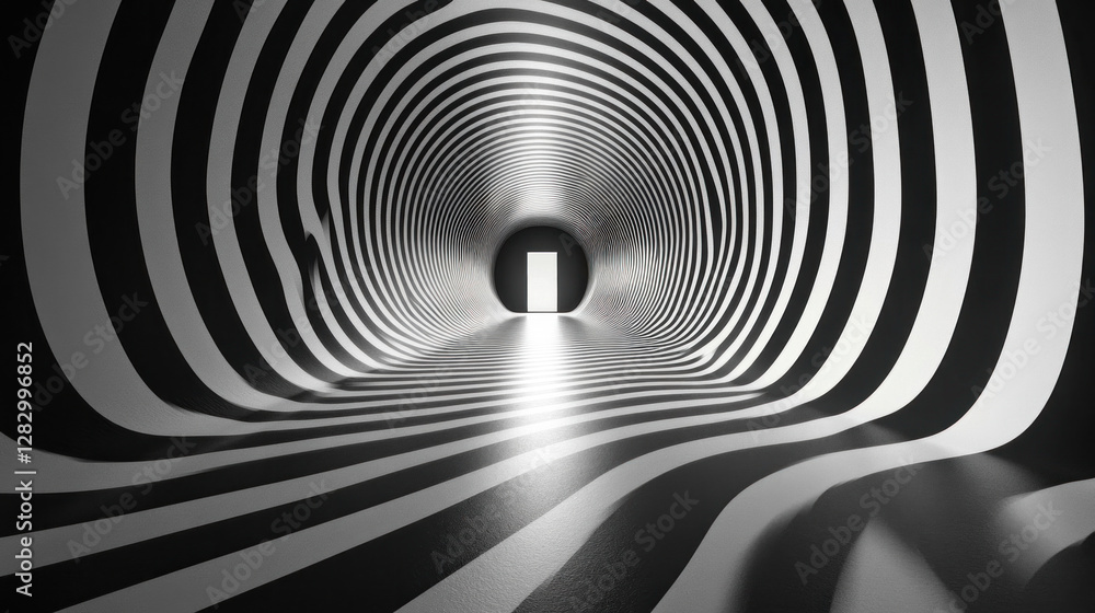 Obraz premium Abstract background of dynamic black and white stripes forming optical illusions